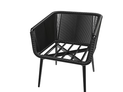 Black Rattan Chair With Modern Design And Metal Legs For Outdoor Use 3d model
