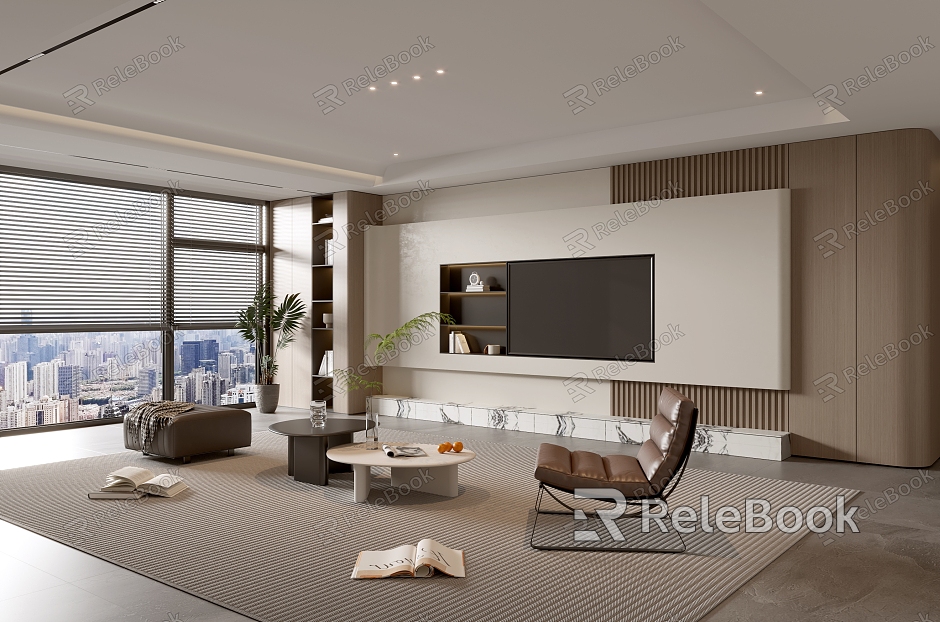 Modern Italian Living Room Light Luxury Sofa Coffee Table Combination model