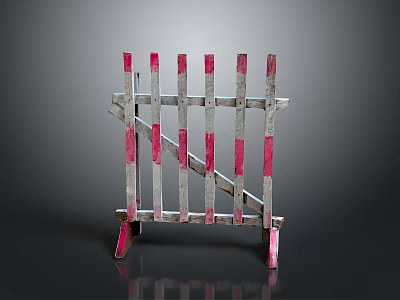 Wooden Construction Barrier With Red And White Stripes For Safety Protection 3d model