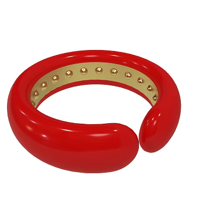 Elegant Red Glossy Bracelet Design Featuring Gold Rivets And Smooth Finish 3d model