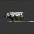 Realistic Hippopotamus Figure Standing on Light Blue Platform with Reflection and Detailed Texture 3d model