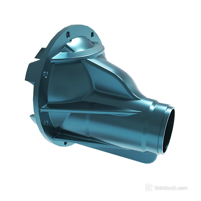 Blue Metallic Mechanical Component With Structural Design And Mounting Holes 3d model 