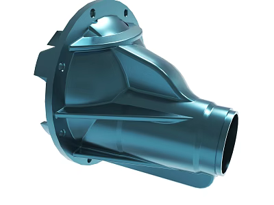 Blue Metallic Mechanical Component With Structural Design And Mounting Holes 3d model