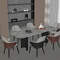 Modern Luxury Dining Table Set with Marble Top Six Chairs and Minimalist Dining Room Design