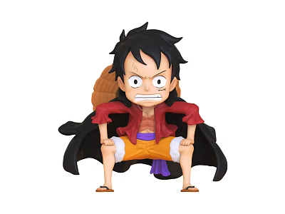 Modern anime character Luffy 3d model