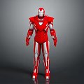 Iron Man Red And White Armor In Standing Pose With Gray Background 3d model
