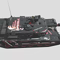 Type 90 Black Military Tank With Red And White Decorative Accents