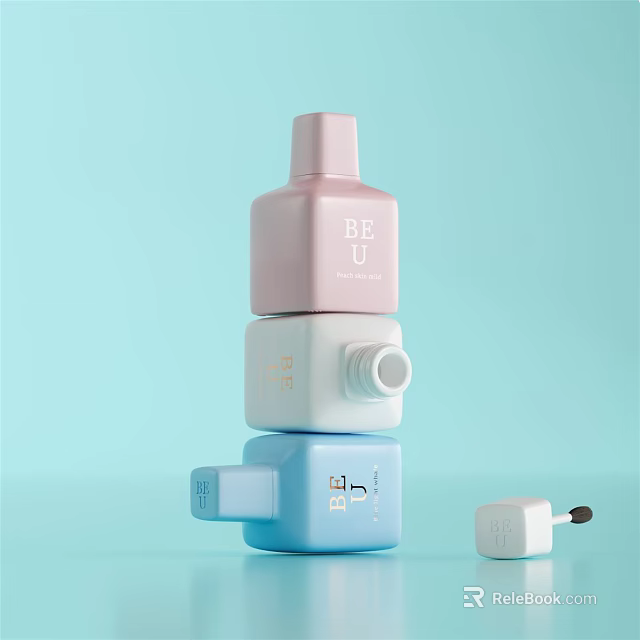 Colorful Stacked Storage Containers in Pink White Blue with Small Accessory Design 3d model 