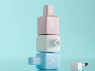 Colorful Stacked Storage Containers in Pink White Blue with Small Accessory Design 3d model
