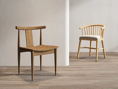 Modern Leisure Chairs With Wooden Frame Simple And Curved Back Padded Seat In Minimalist Interior 3d model