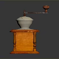 Modern Electronic Coffee Grinder With Wooden Base And Metal Grinding Components