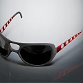 Elegant Jewelry Accessory With Red White Polka Dot Design Black Lenses And Gray Frame 3d model