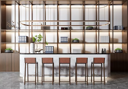 New Chinese Bar Chair Combination Bar Combination 3d model