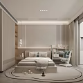 Modern Minimalist Kids Bedroom With Bed Bookshelf Chair And Round Rug