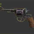 Classic Revolver With Wooden Grip And Metallic Cylinder Design Details