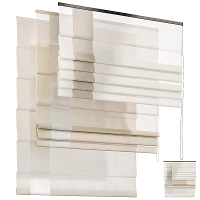 Modern Beige and White Venetian Blinds with Layered Design for Interior Decor 3d model