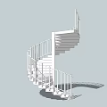 Modern White Spiral Staircase Design With Curved Steps And Metal Railing