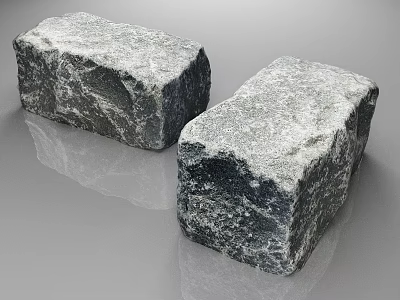 Rough Textured Natural Stone Blocks and Wood Elements for Decorative Use 3d model