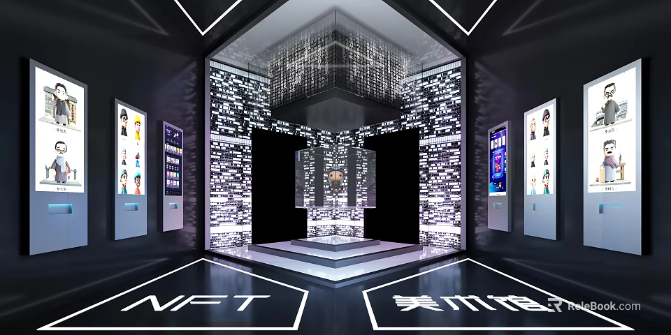 NFT Art Gallery Exhibition Space With Digital Art Displays And Interactive Screens 3d model 