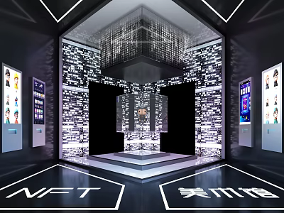 NFT Art Gallery Exhibition Space With Digital Art Displays And Interactive Screens 3d model