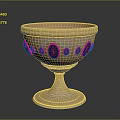 Antique Furniture Decorative Cup With Intricate Carvings And Red Stones