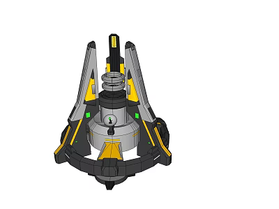 Modern Amusement Equipment Featuring Rotating Structure Multiple Support Pillars And Gray Yellow Black Color 3d model