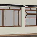 Wooden Window Designs With Glass Panels And Black Awning For Home Interior