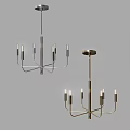 Modern Brass Chandelier With Multiple Sleek Arms And Transparent Glass Bulbs Design