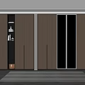 Modern Wardrobe Design With Wooden Cabinets Glass Doors Hanging Clothes And Storage Shelves