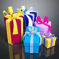 Colorful Gift Boxes With Decorative Ribbons In Various Sizes And Vibrant Colors