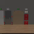 Fire Safety Equipment With Fire Doors Extinguishers Exit Signs And Cabinets