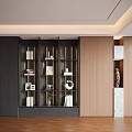 Modern Wooden Decorative Cabinet With Open Shelves Closed Storage And Decorative Items