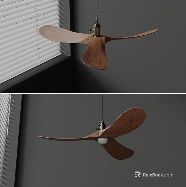 Modern Design Wooden Blade Ceiling Fan with Lighting for Stylish Indoor Home Decor 3d model