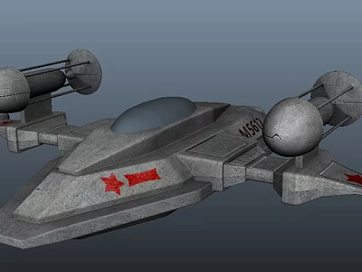 Streamlined Gray Fighter Jet With Red Star Markings And Large Engines 3d model