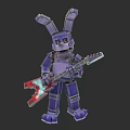 Creative Purple Building Blocks Rabbit Figure Holding Electric Guitar Toy Design