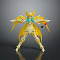 Golden Decorative Figure With Blue Hair Outstretched Arms Red Black Flowers