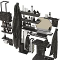 Essential Bathroom Accessories Collection With Towels Bathrobes Toiletries Shelves Mirror And Holder