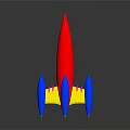 Space Exploration Colorful Rocket Model With Red Body Blue Fins And Yellow Base Structure