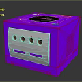 Purple Cube Shaped Electronic Device With White Panel And Three Circular Holes 3d model