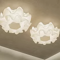 Two White Ruffled Petal Design Chandeliers Ceiling Mounted Modern Interior Lighting 3d model