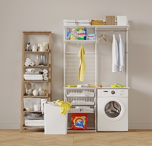 Modern Balcony Rack Washing Machine Storage Rack Bathroom Products 3d model