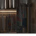 Modern Wardrobe With Glass Doors And Hanging Clothes Storage Compartments