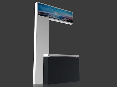 5G Digital Display Showcase Shelf With Modern Design And White Black Frame 3d model