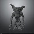 3D Fantasy Monster Character With Grinning Face Large Ears Sharp Teeth And Clawed Body 3d model
