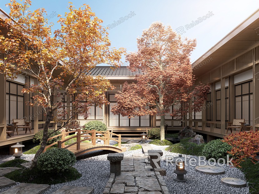 New Chinese Courtyard Courtyard Landscape model