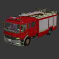 Red Fire Truck Featuring Roof Ladder Emergency Equipment And Shiny Body Structure