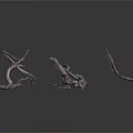 Twisted Vine Like Plants with Pale Grayish Purple Hues on Dark Background