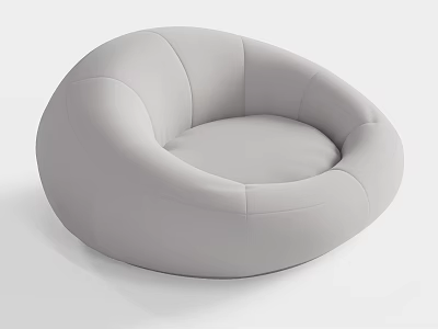 Gray Modern Round Bean Bag Chair With Soft Comfortable Design For Living Room 3d model