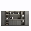 Modern Wooden Bookcase With Open Shelves Closed Cabinets Books And Decorative Items