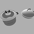 Shiny Stainless Steel Cookware Set Featuring Covered Pot And Frying Pan